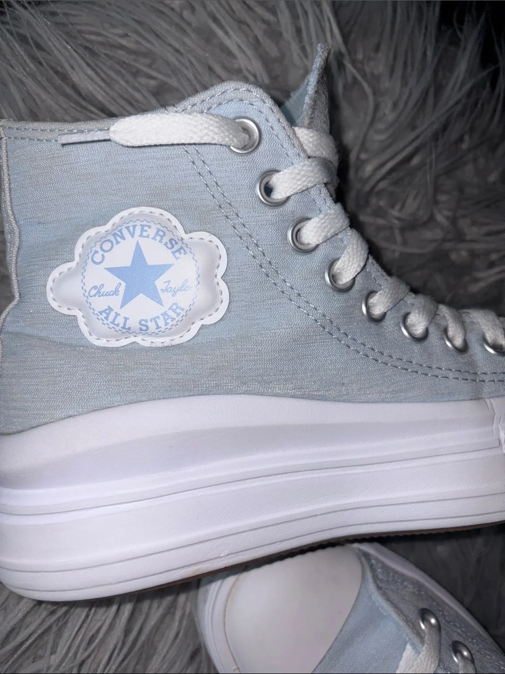 Converse Light Blue High-Top Platform Sneakers